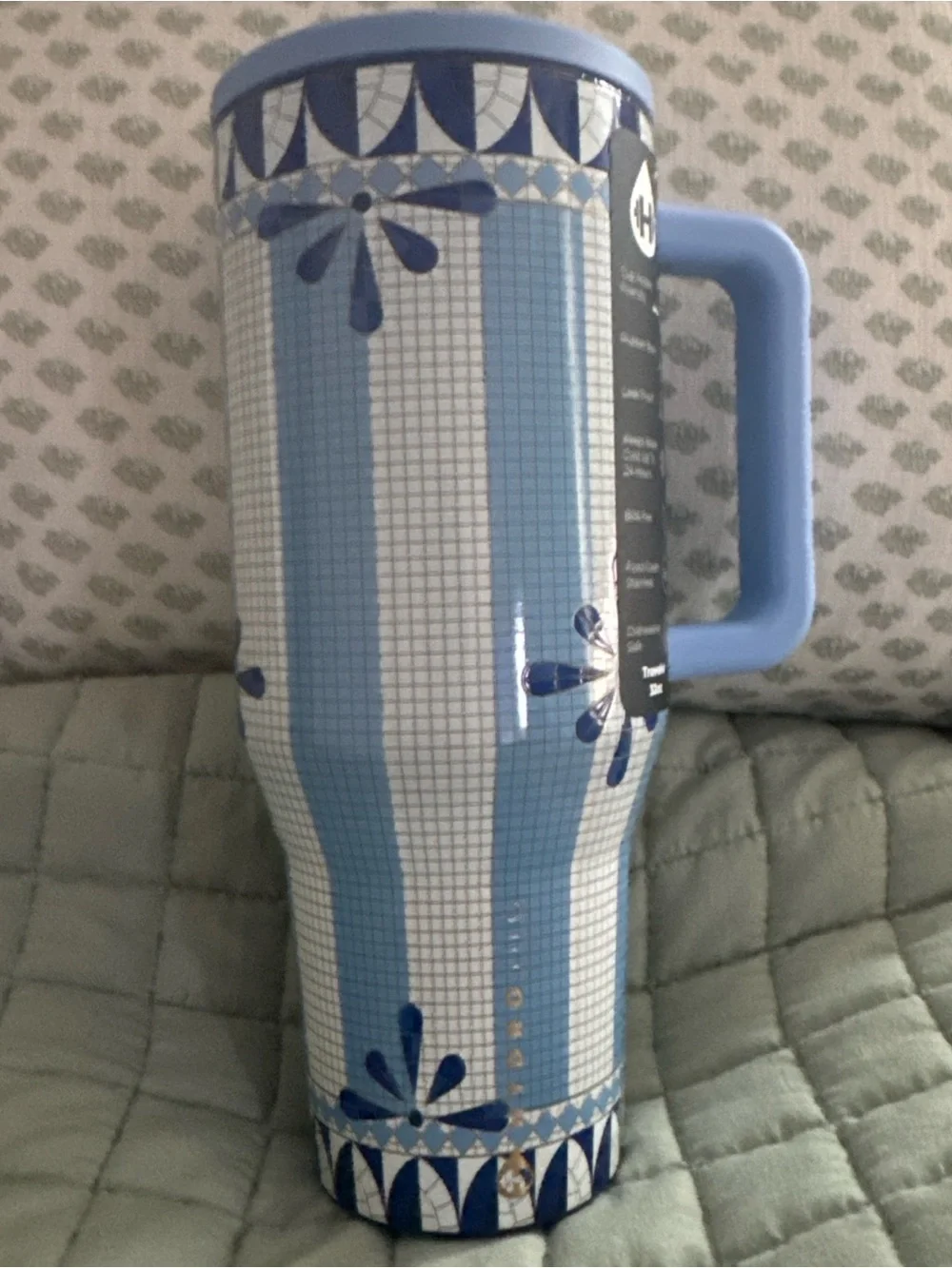 Capri Blue Striped Anthropologie Hydrojug 32oz Insulated Traveler Tumbler